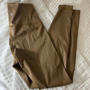 Gold shimmer Wunder Under leggings Lululemon